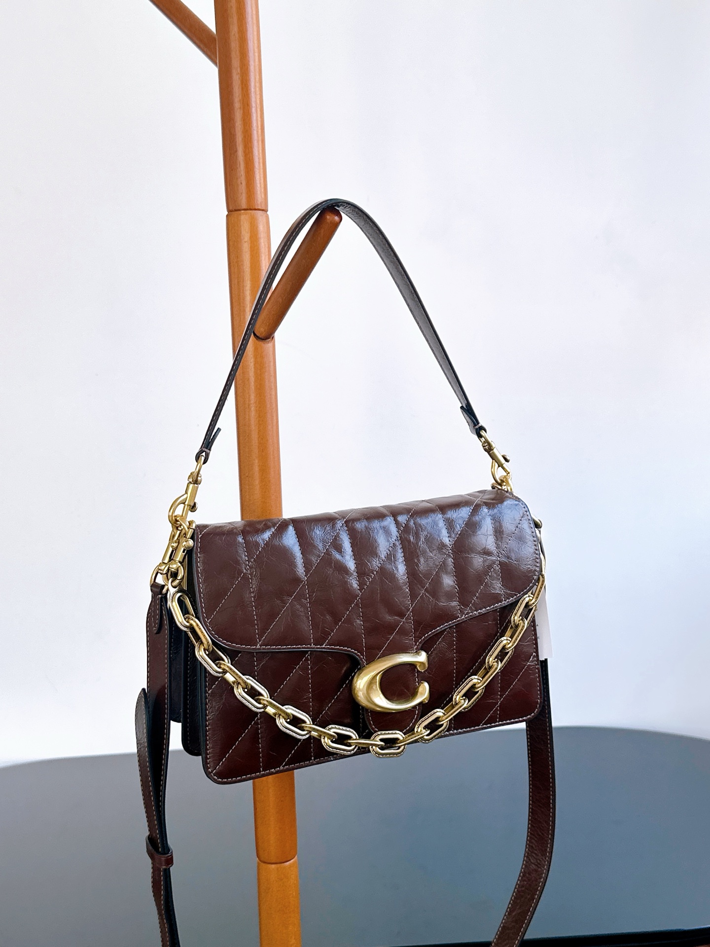 Coach CAF55: Oil wax leather wine red