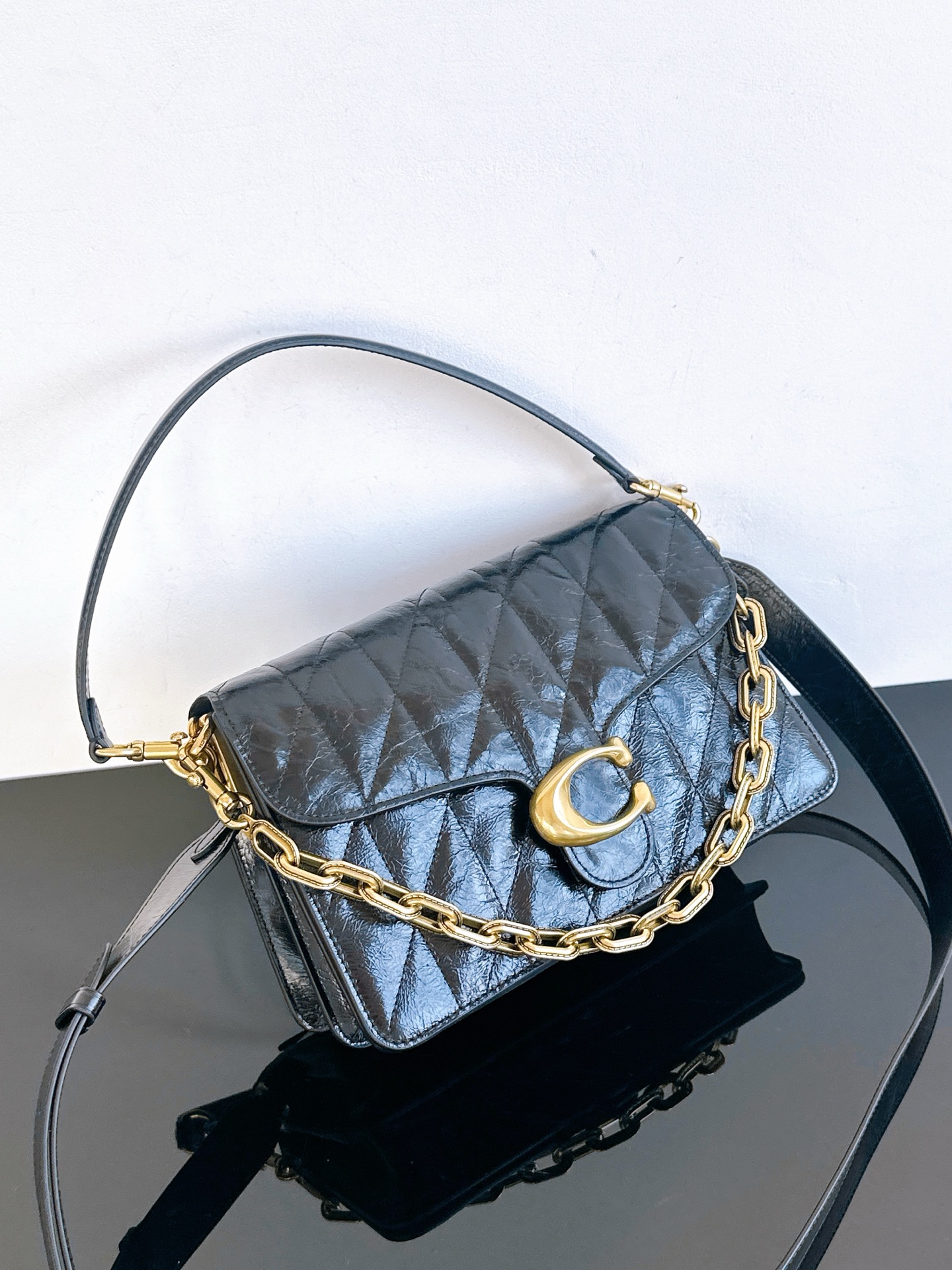 Coach CAF55,: Oil wax leather black