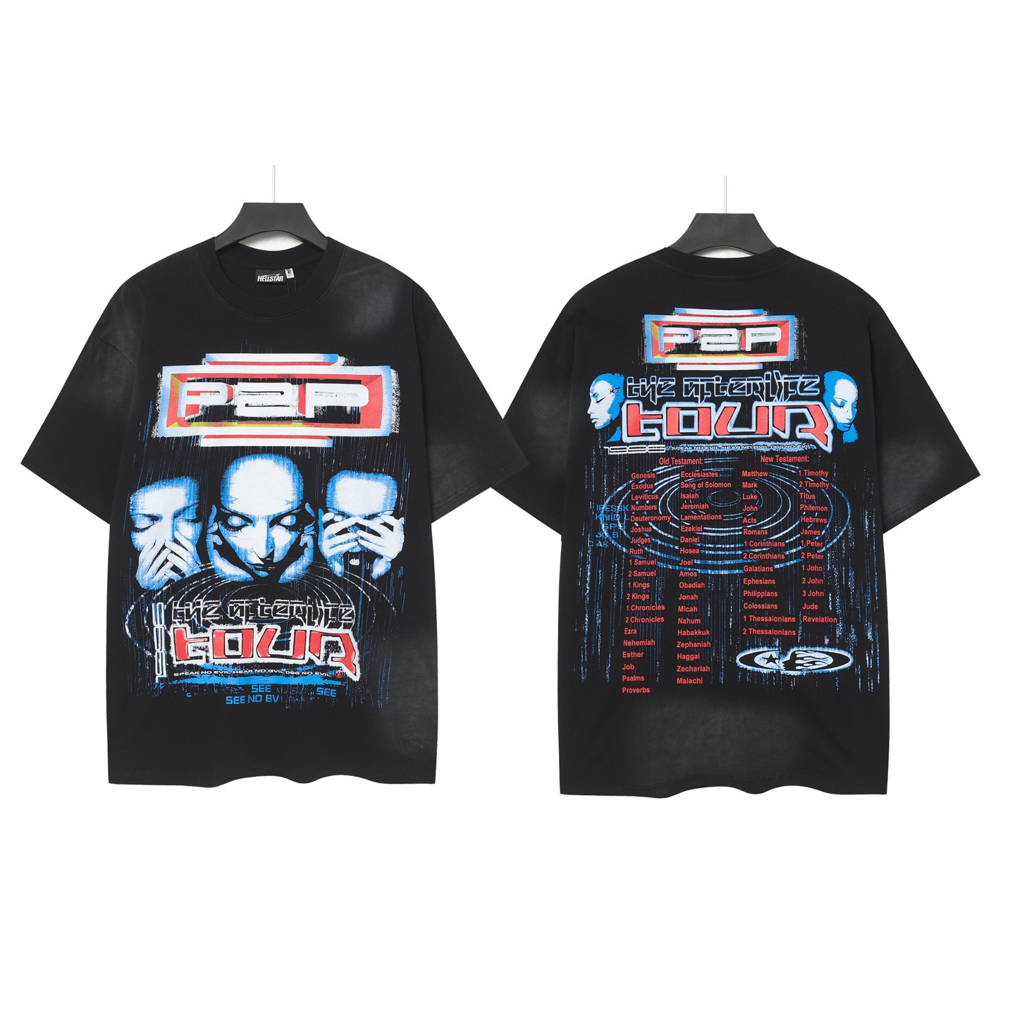 Hellstar Washed Black Graphic Print T-Shirt, Soft Cotton Blend, Streetwear Style