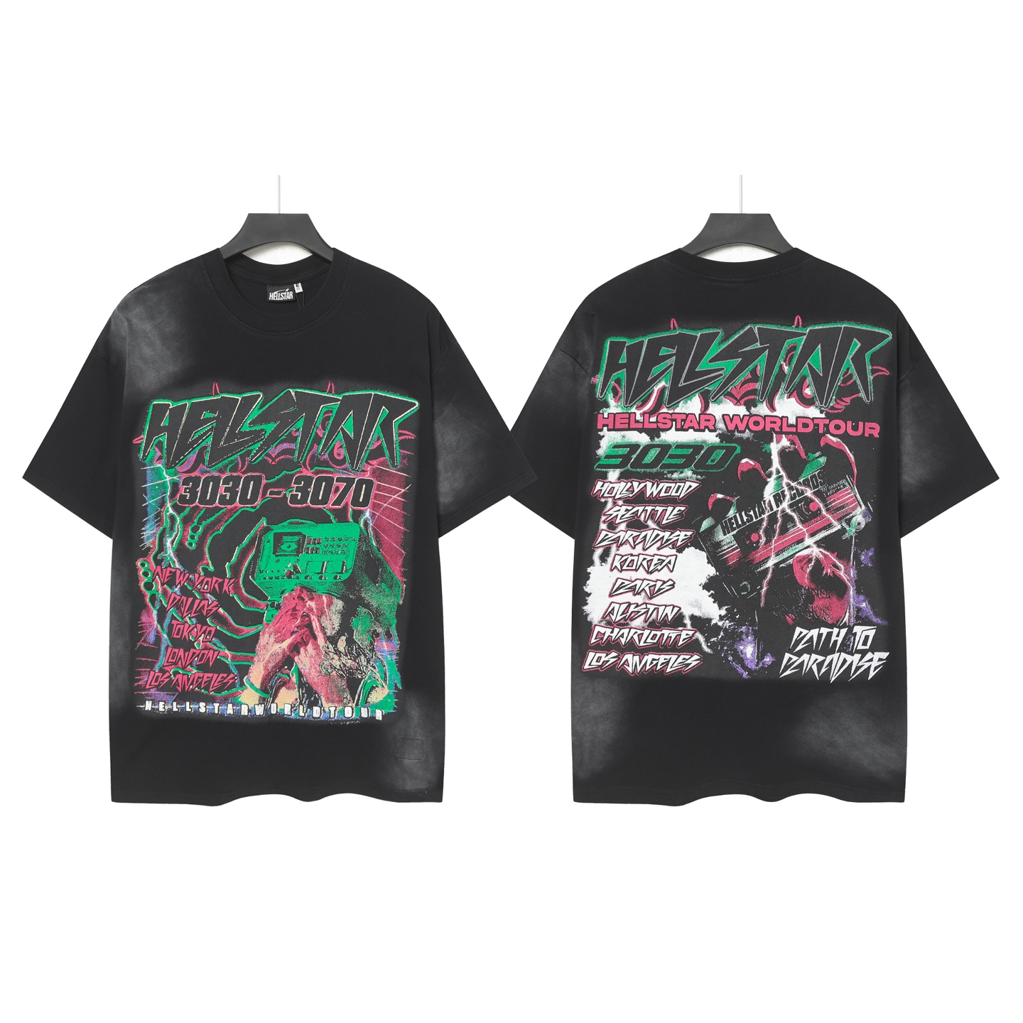 Hellstar World Tour Black Wash T-Shirt, Premium Cotton Graphic Tee