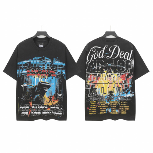 Hellstar Washed Black Graphic Print Short Sleeve Cotton T-Shirt 1 Hellstar Washed Black Graphic Print Short Sleeve Cotton T-Shirt
