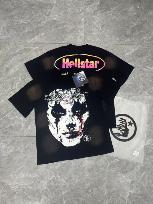 Hellstar Graphic Print T-Shirt - Washed Black, Streetwear Style, Cotton Comfort 1 Hellstar Graphic Print T-Shirt - Washed Black, Streetwear Style, Cotton Comfort