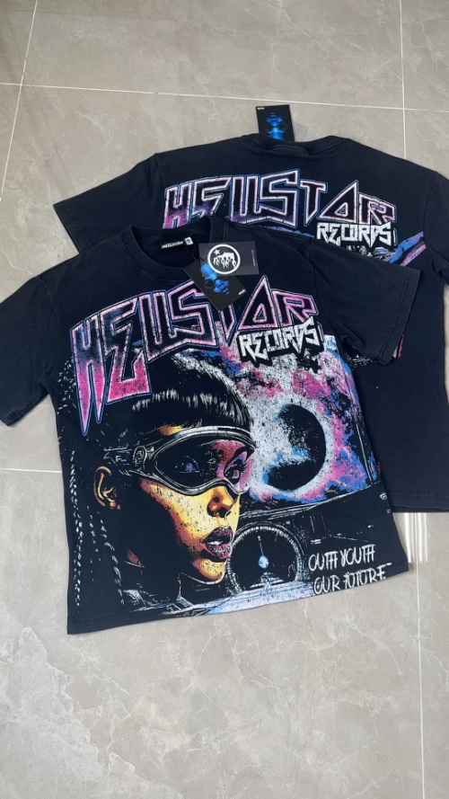 Hellstar Records Graphic Print T-Shirt, Washed Black, Cotton Tee, Streetwear Style 1 Hellstar Records Graphic Print T-Shirt, Washed Black, Cotton Tee, Streetwear Style