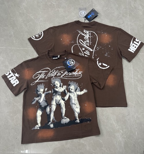 Hellstar "The Path to Paradise" Graphic Print Cotton T-Shirt - Coffee Wash 1 Hellstar "The Path to Paradise" Graphic Print Cotton T-Shirt - Coffee Wash