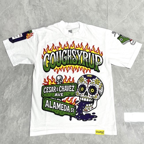 Trendy Graphic Print Cotton T-Shirt - Cough Syrup, Skull, Street Signs 1 Trendy Graphic Print Cotton T-Shirt - Cough Syrup, Skull, Street Signs