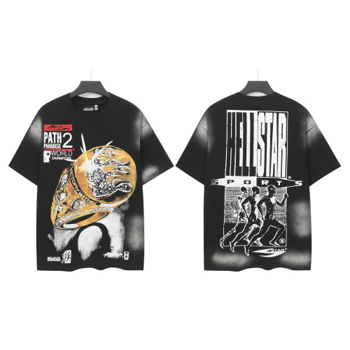 Hellstar Washed Black Graphic Print T-Shirt, Mens Streetwear Cotton Tee 1 Hellstar Washed Black Graphic Print T-Shirt, Mens Streetwear Cotton Tee