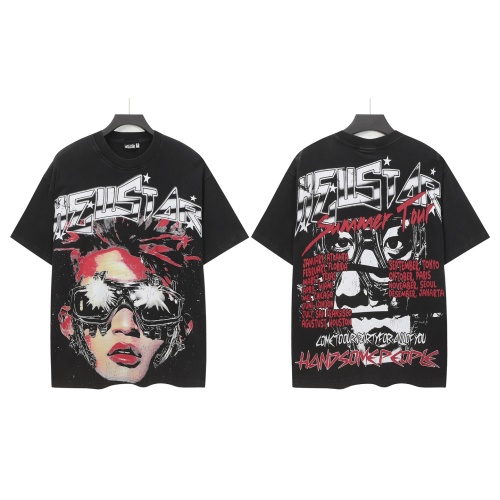 Hellstar Summer Tour Graphic Print Black Cotton T-Shirt for Men and Women