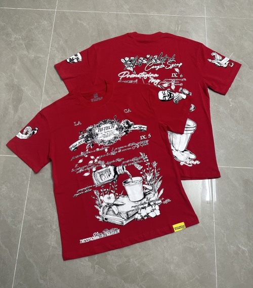 Red Graphic Print Casual T-Shirt, Relaxed Fit, Cotton Blend, Streetwear Style 1 Red Graphic Print Casual T-Shirt, Relaxed Fit, Cotton Blend, Streetwear Style