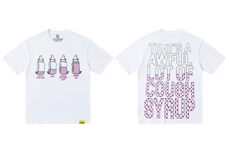 Trendy Brand Loose Fit Casual T-Shirt with Cough Syrup Graphic Design 1 Trendy Brand Loose Fit Casual T-Shirt with Cough Syrup Graphic Design