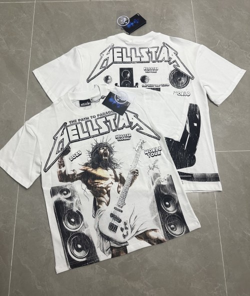 Hellstar White Graphic Print Cotton T-Shirt Streetwear Tee