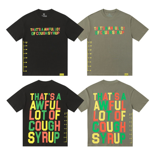 Trendy Relaxed Fit T-Shirt with 'That's an Awful Lot of Cough Syrup' Design 1 Trendy Relaxed Fit T-Shirt with 'That's an Awful Lot of Cough Syrup' Design