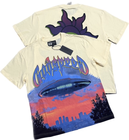 Godspeed Washed Retro American Rock Street Short Sleeve T-Shirt - Apricot 1 Godspeed Washed Retro American Rock Street Short Sleeve T-Shirt - Apricot