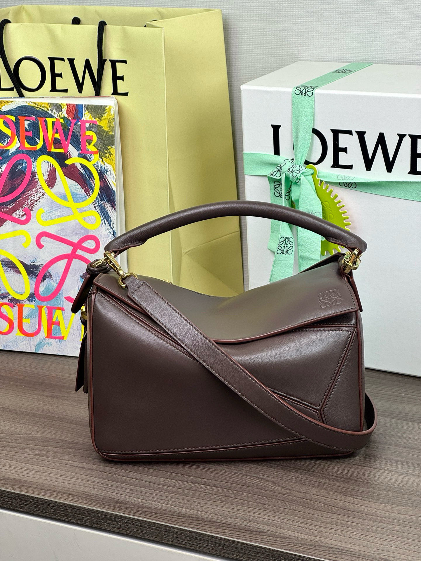 LOEWE малы сумка Featherlight Puzzle з напа-скуры ягняці 𝟮𝟰-вышэйшая якасць