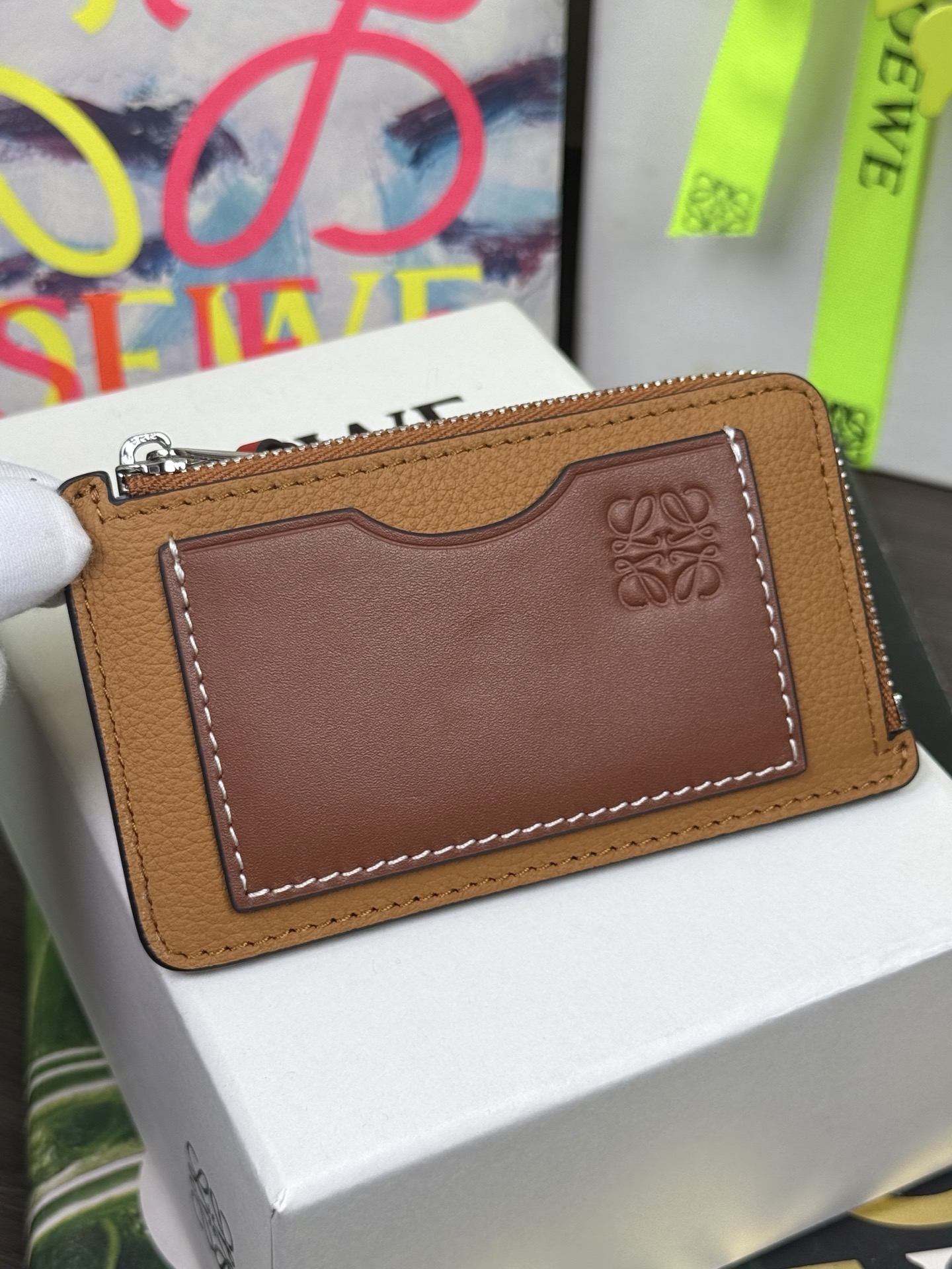 LOEWE мяккая зярністая скураная манетніца-картрымальнік — найвышэйшая якасць