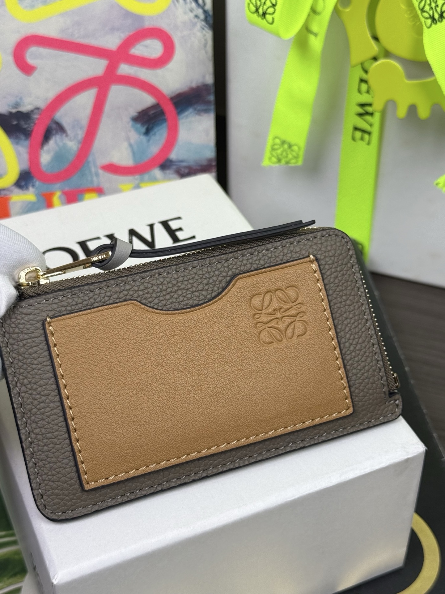 LOEWE Soft Grained Calfskin Coin Card Holder - Top Quality