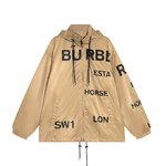 Burberry Clothing Coats & Jackets Khaki Printing Fall/Winter Collection Hooded Top