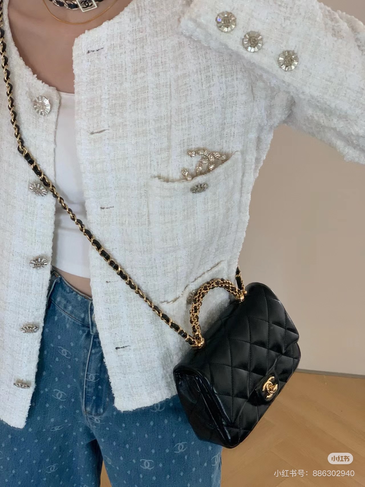 شانيل Chanel Classic Flap Bag حقيبة حقيبة يد حقيبة الكتف &حقيبة كروس بودي جلد البقر موضة سلسلة