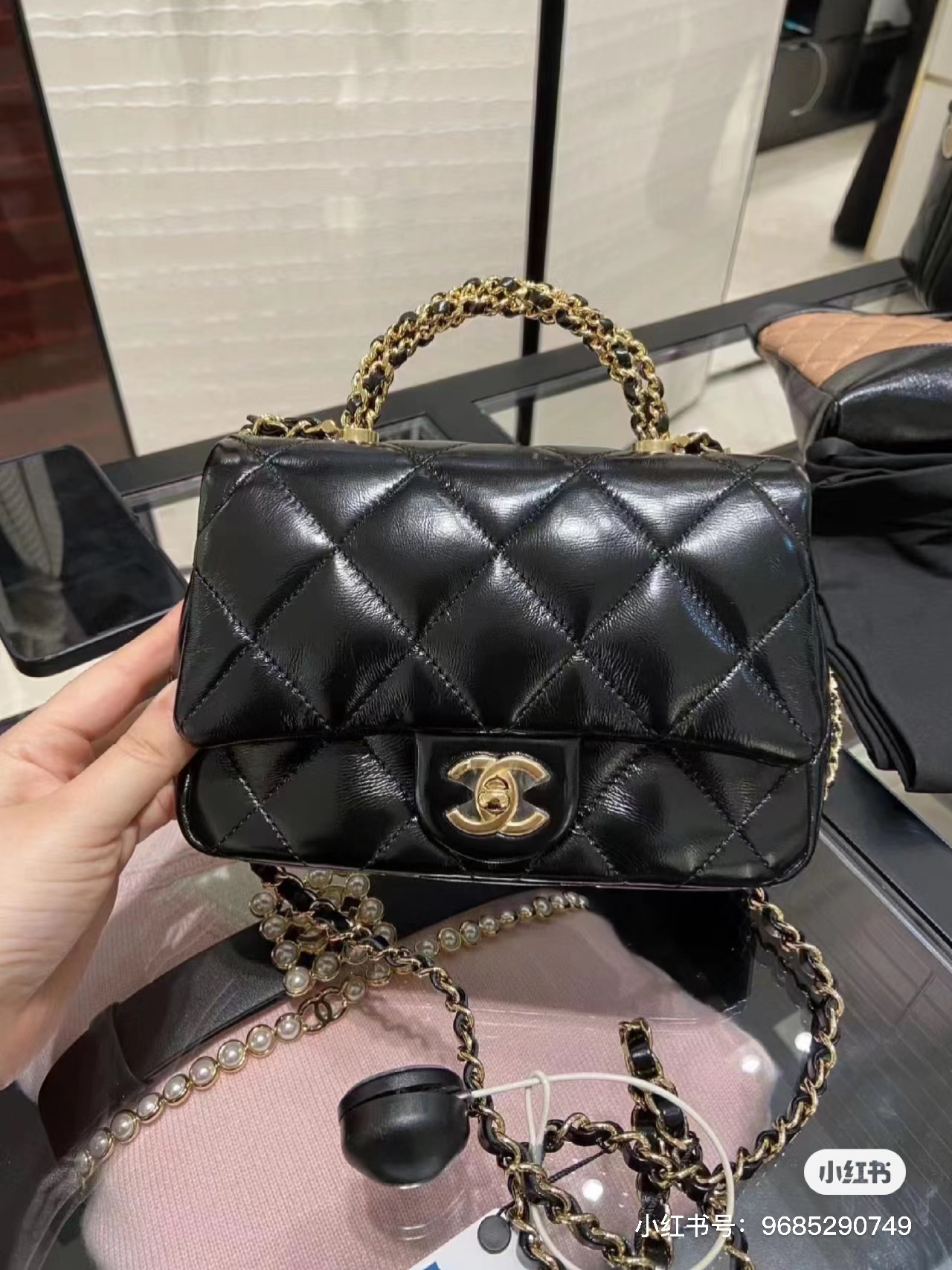 شانيل Chanel Classic Flap Bag حقيبة حقيبة يد حقيبة الكتف &حقيبة كروس بودي جلد البقر موضة سلسلة