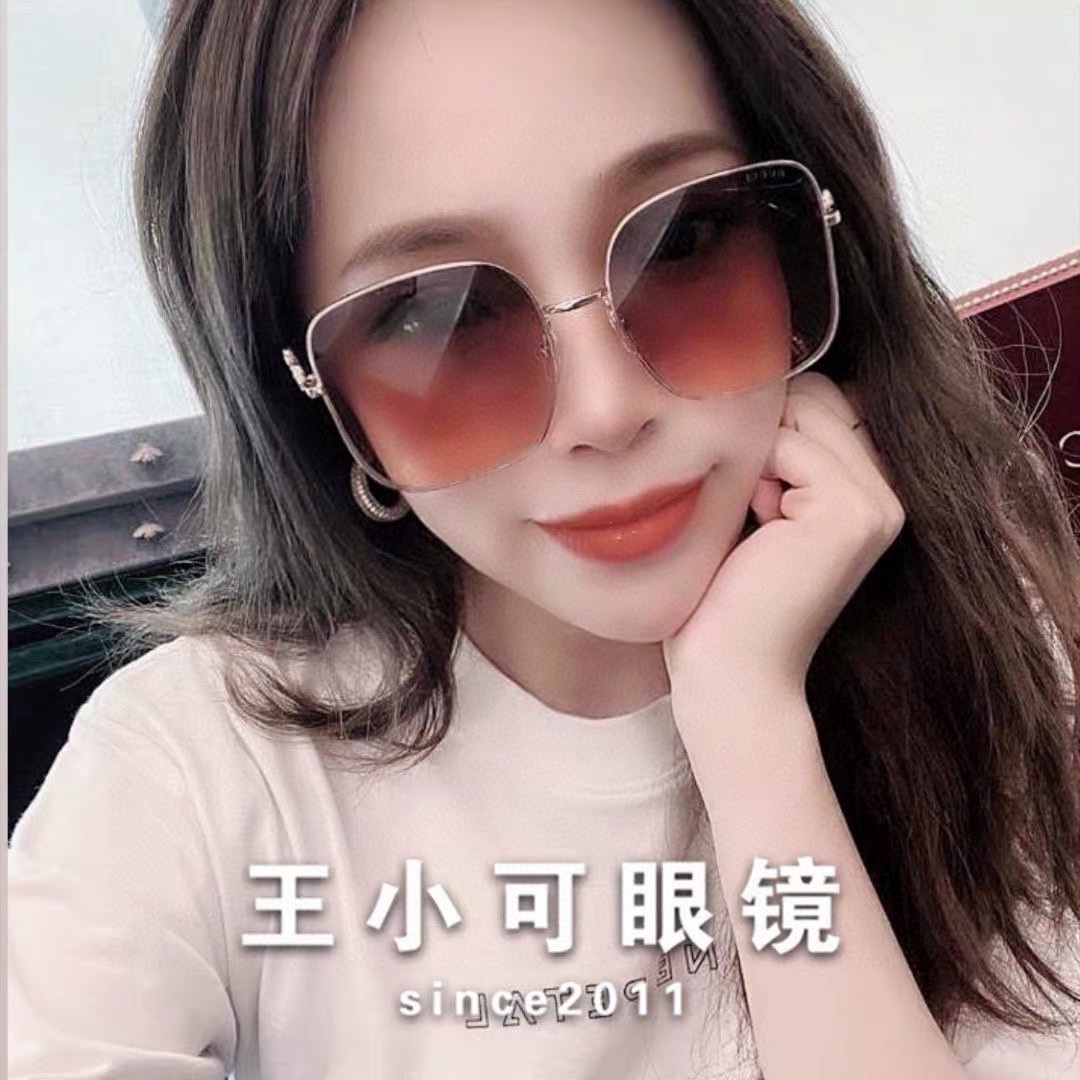  马衔扣 鹿晗同款 高品质一比一，条码袋子包装【GUCC*】古*驰 GG0879S 墨镜女方框1955系