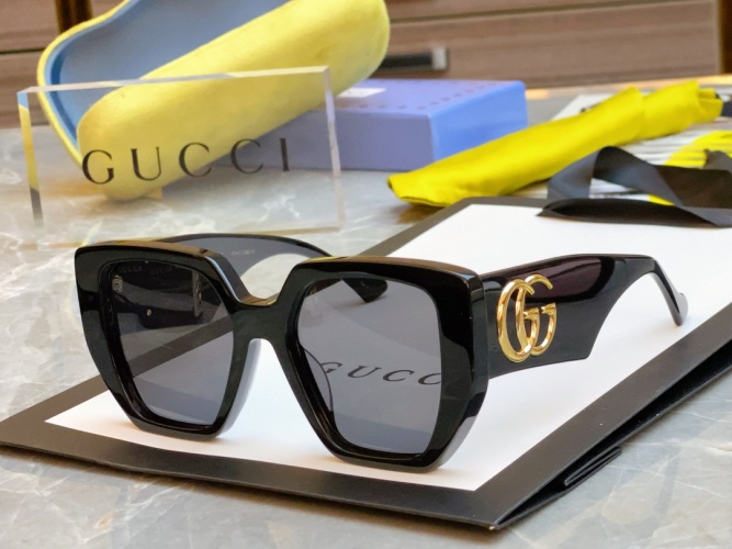 Gucci 0956S Oversized Square Sunglasses with Gold Double G Logo - Black 1 Gucci 0956S Oversized Square Sunglasses with Gold Double G Logo - Black