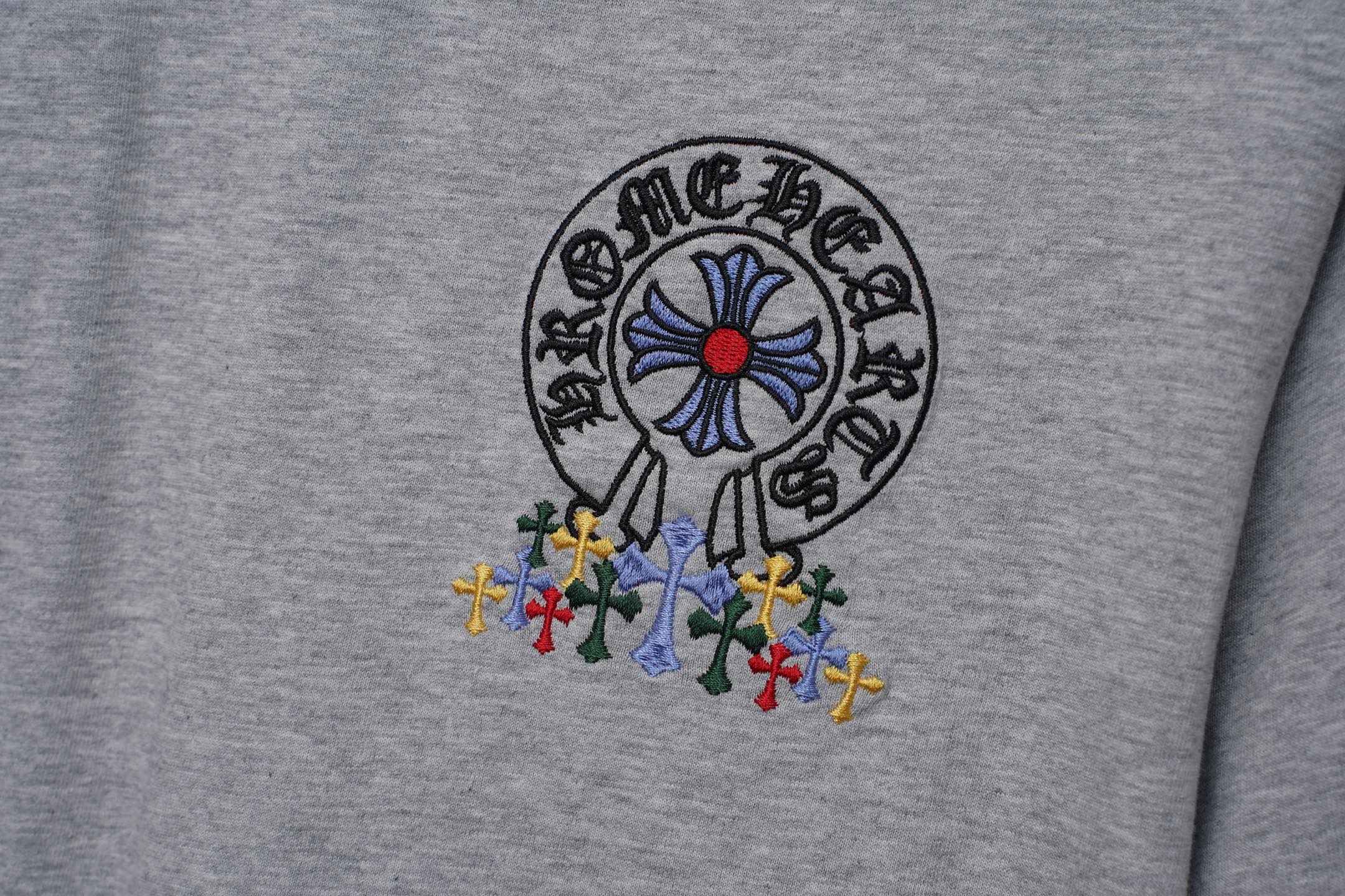 Chrome Hearts 𝗖𝗵𝗿𝗼𝗺𝗲 𝗛𝗲𝗮𝗿𝘁𝘀/克罗心2026大师之作十字架贴布刺绣夏季新款 美式酸洗做旧激光烧花贴布绣情侣休闲短袖T恤