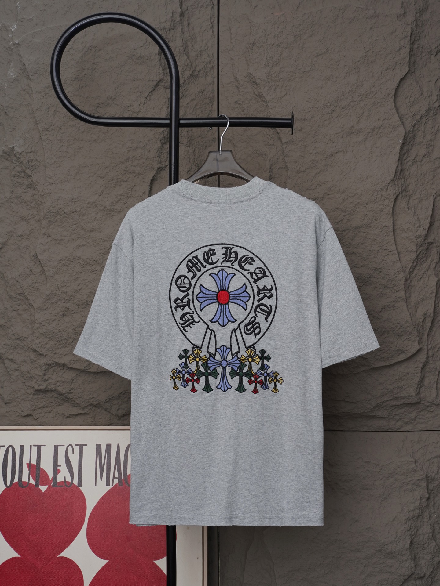 Chrome Hearts 𝗖𝗵𝗿𝗼𝗺𝗲 𝗛𝗲𝗮𝗿𝘁𝘀/克罗心2026大师之作十字架贴布刺绣夏季新款 美式酸洗做旧激光烧花贴布绣情侣休闲短袖T恤