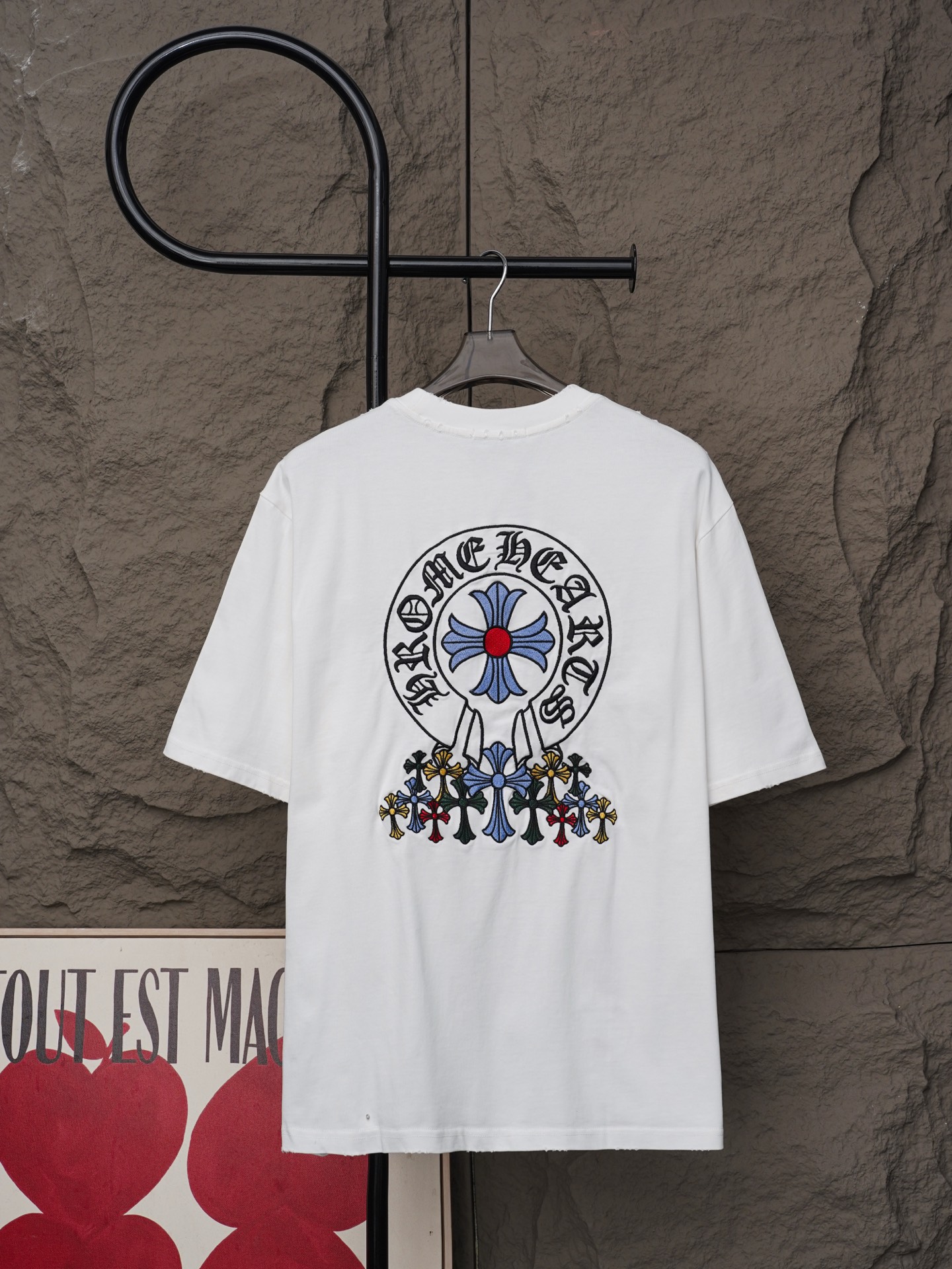 Chrome Hearts 𝗖𝗵𝗿𝗼𝗺𝗲 𝗛𝗲𝗮𝗿𝘁𝘀/克罗心2026大师之作十字架贴布刺绣夏季新款 美式酸洗做旧激光烧花贴布绣情侣休闲短袖T恤