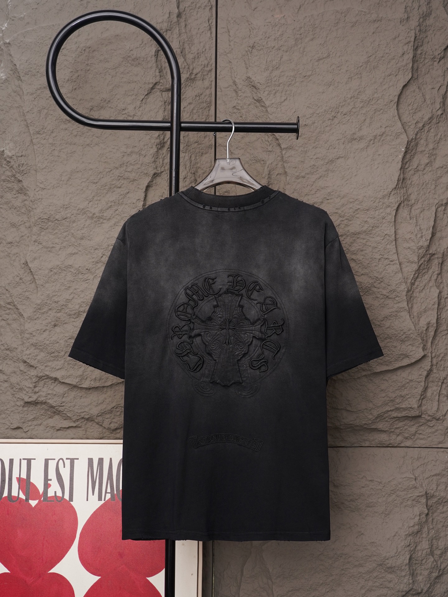 Chrome Hearts 𝗖𝗵𝗿𝗼𝗺𝗲 𝗛𝗲𝗮𝗿𝘁𝘀/克罗心2026大师之作十字架贴布刺绣夏季新款 美式酸洗做旧激光烧花贴布绣情侣休闲短袖T恤