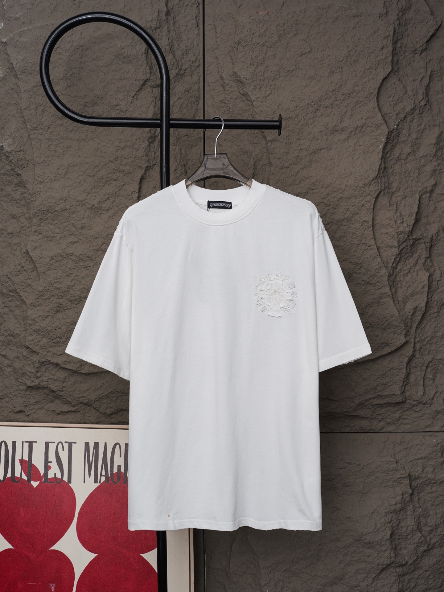 Chrome Hearts 𝗖𝗵𝗿𝗼𝗺𝗲 𝗛𝗲𝗮𝗿𝘁𝘀/克罗心2026大师之作十字架贴布刺绣夏季新款 美式酸洗做旧激光烧花贴布绣情侣休闲短袖T恤