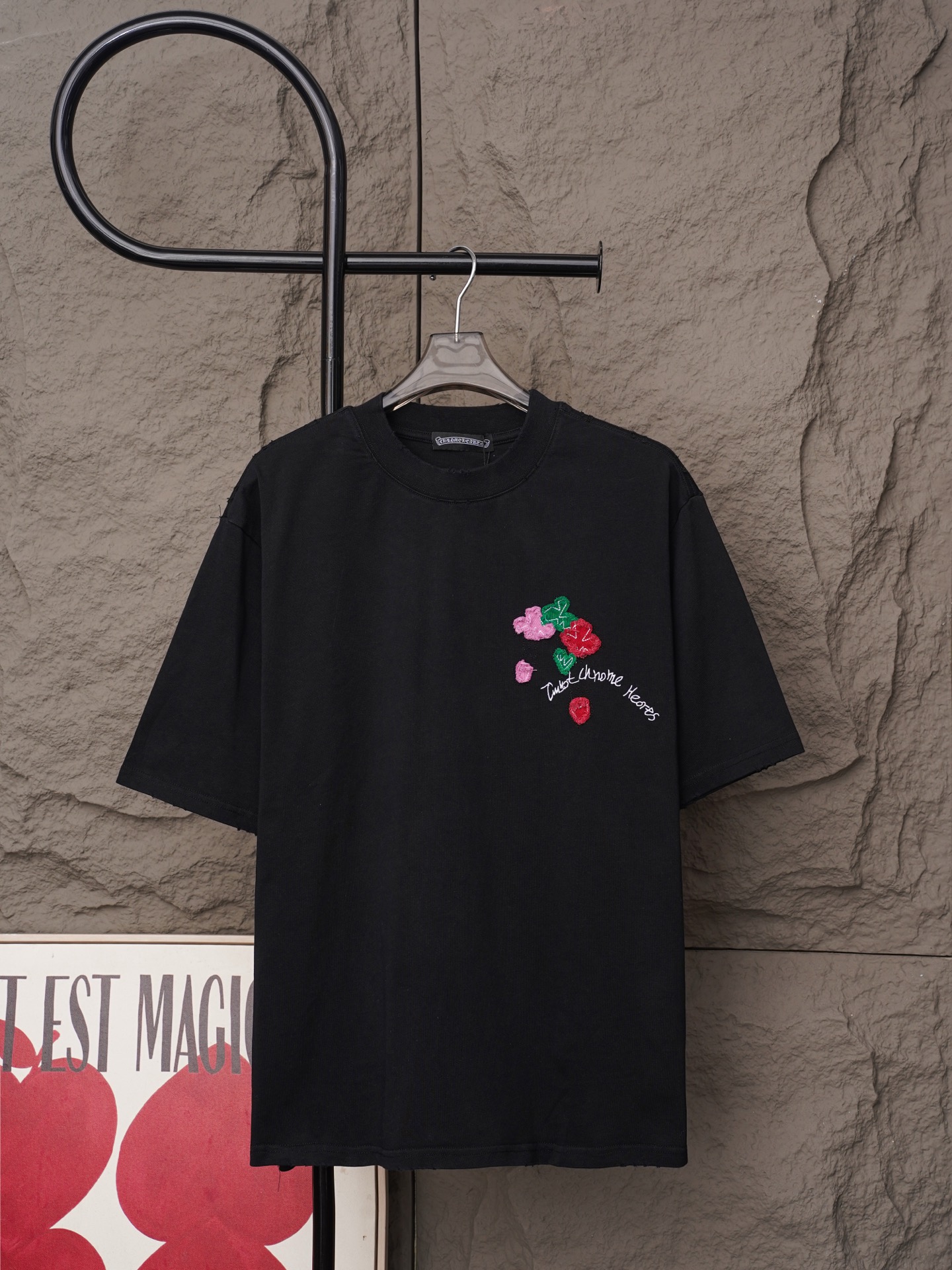 Chrome Hearts 𝗖𝗵𝗿𝗼𝗺𝗲 𝗛𝗲𝗮𝗿𝘁𝘀/克罗心2026大师之作十字架贴布刺绣夏季新款 美式酸洗做旧激光烧花贴布绣情侣休闲短袖T恤