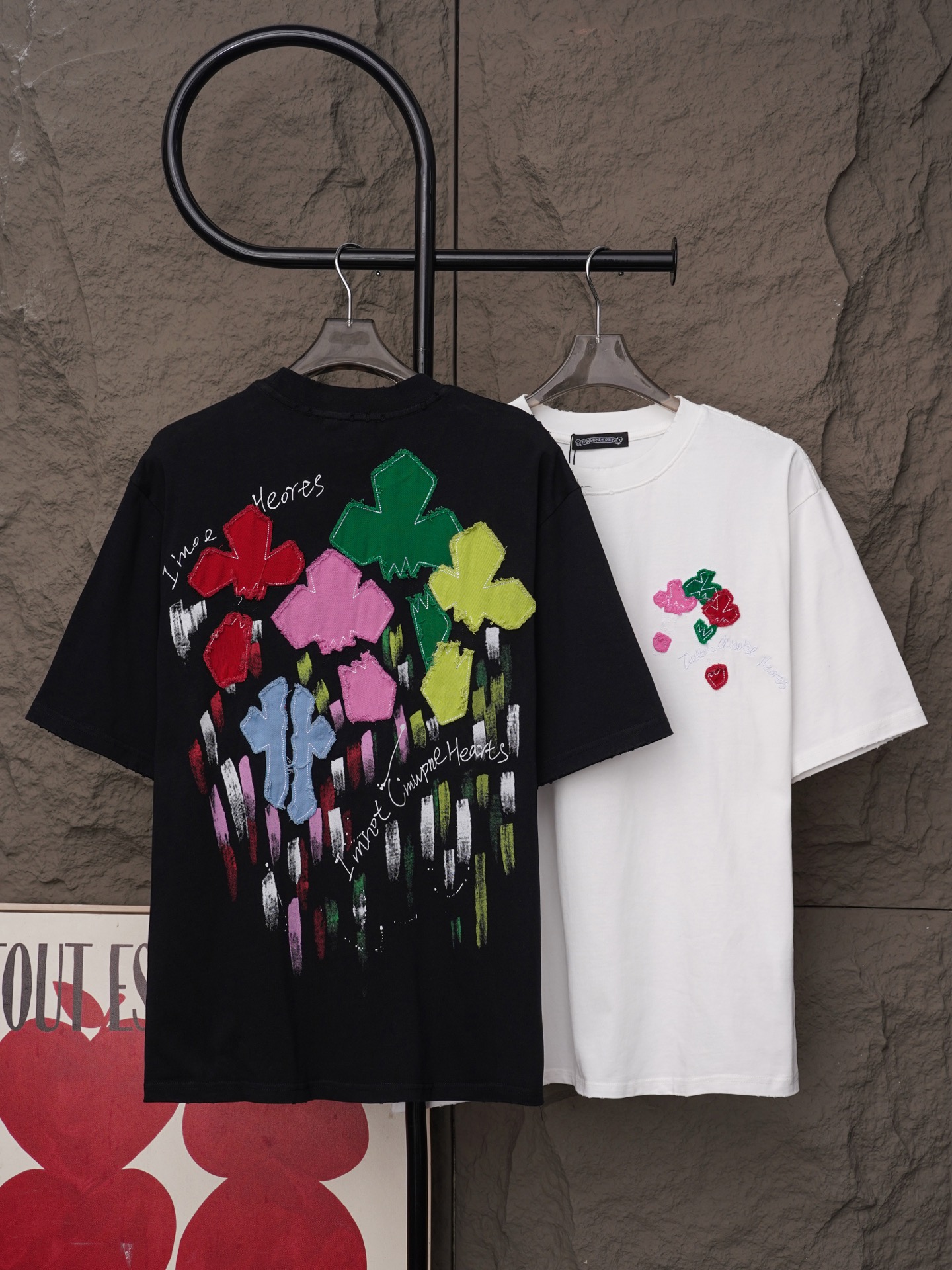 Chrome Hearts 𝗖𝗵𝗿𝗼𝗺𝗲 𝗛𝗲𝗮𝗿𝘁𝘀/克罗心2026大师之作十字架贴布刺绣夏季新款 美式酸洗做旧激光烧花贴布绣情侣休闲短袖T恤