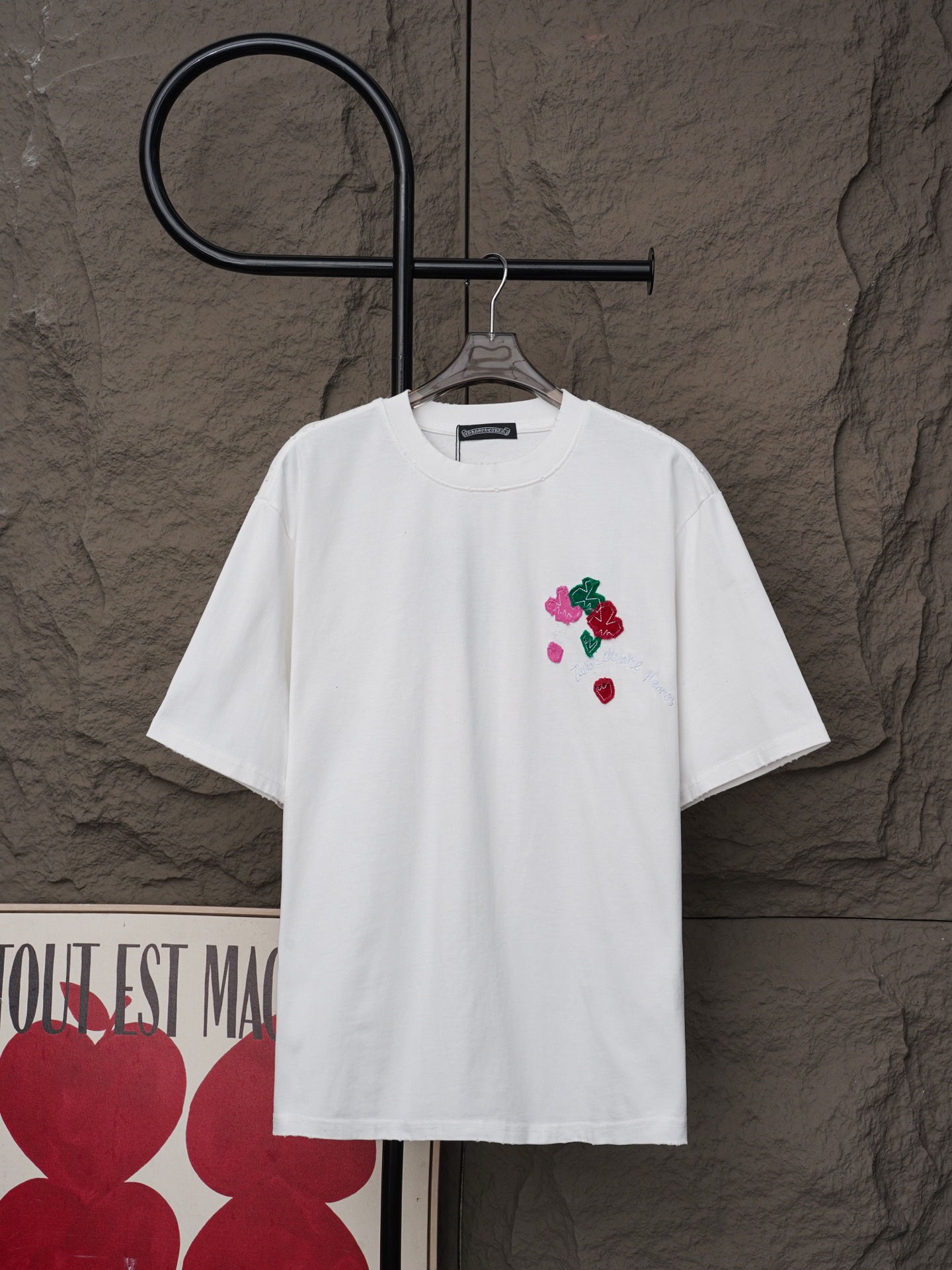 Chrome Hearts 𝗖𝗵𝗿𝗼𝗺𝗲 𝗛𝗲𝗮𝗿𝘁𝘀/克罗心2026大师之作十字架贴布刺绣夏季新款 美式酸洗做旧激光烧花贴布绣情侣休闲短袖T恤