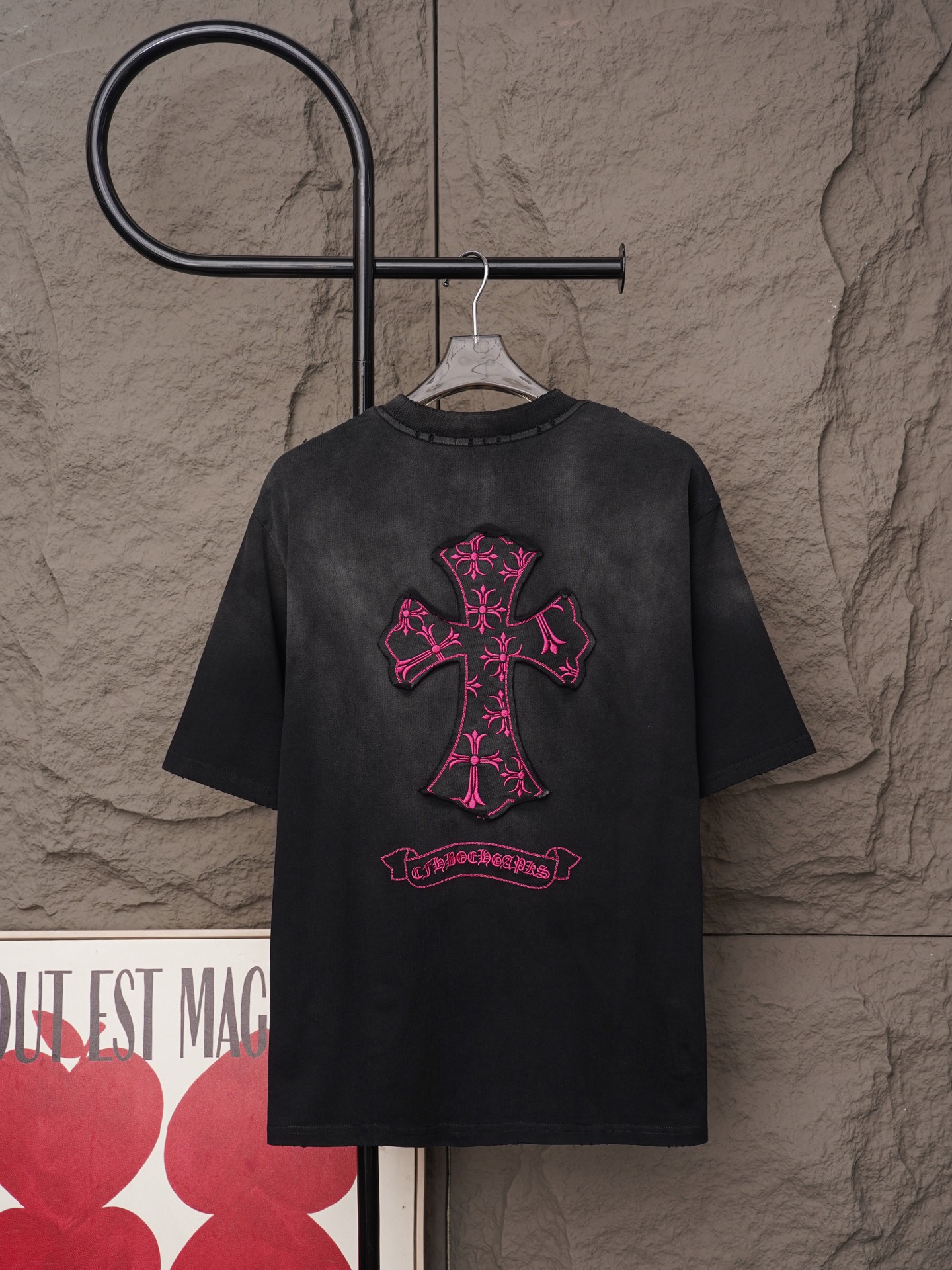 Chrome Hearts 𝗖𝗵𝗿𝗼𝗺𝗲 𝗛𝗲𝗮𝗿𝘁𝘀/克罗心2026大师之作十字架贴布刺绣夏季新款 美式酸洗做旧激光烧花贴布绣情侣休闲短袖T恤