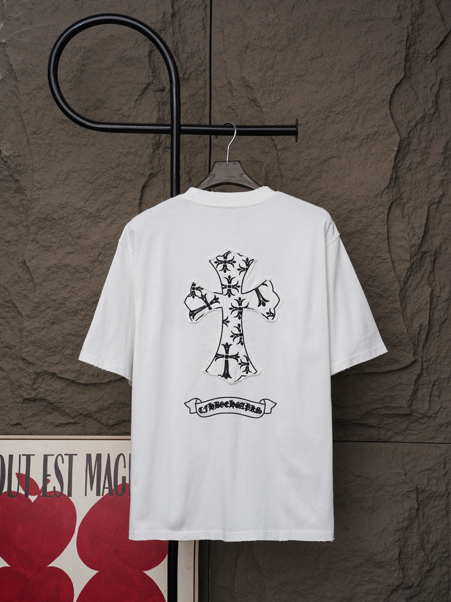 Chrome Hearts 𝗖𝗵𝗿𝗼𝗺𝗲 𝗛𝗲𝗮𝗿𝘁𝘀/克罗心2026大师之作十字架贴布刺绣夏季新款 美式酸洗做旧激光烧花贴布绣情侣休闲短袖T恤