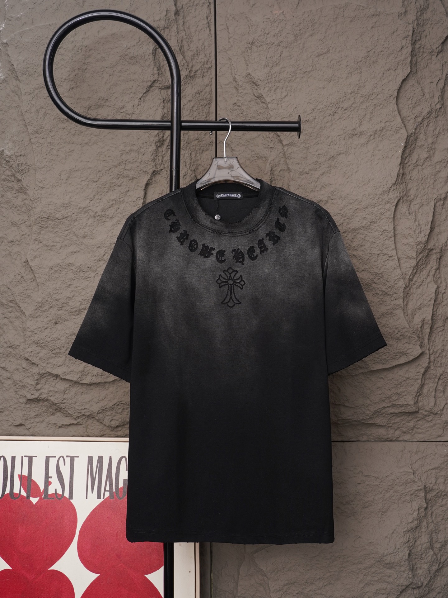 Chrome Hearts 𝗖𝗵𝗿𝗼𝗺𝗲 𝗛𝗲𝗮𝗿𝘁𝘀/克罗心2026十字架镭射激光工艺 刺绣夏季新款 美式酸洗做旧激光烧花贴布绣情侣休闲短袖T恤