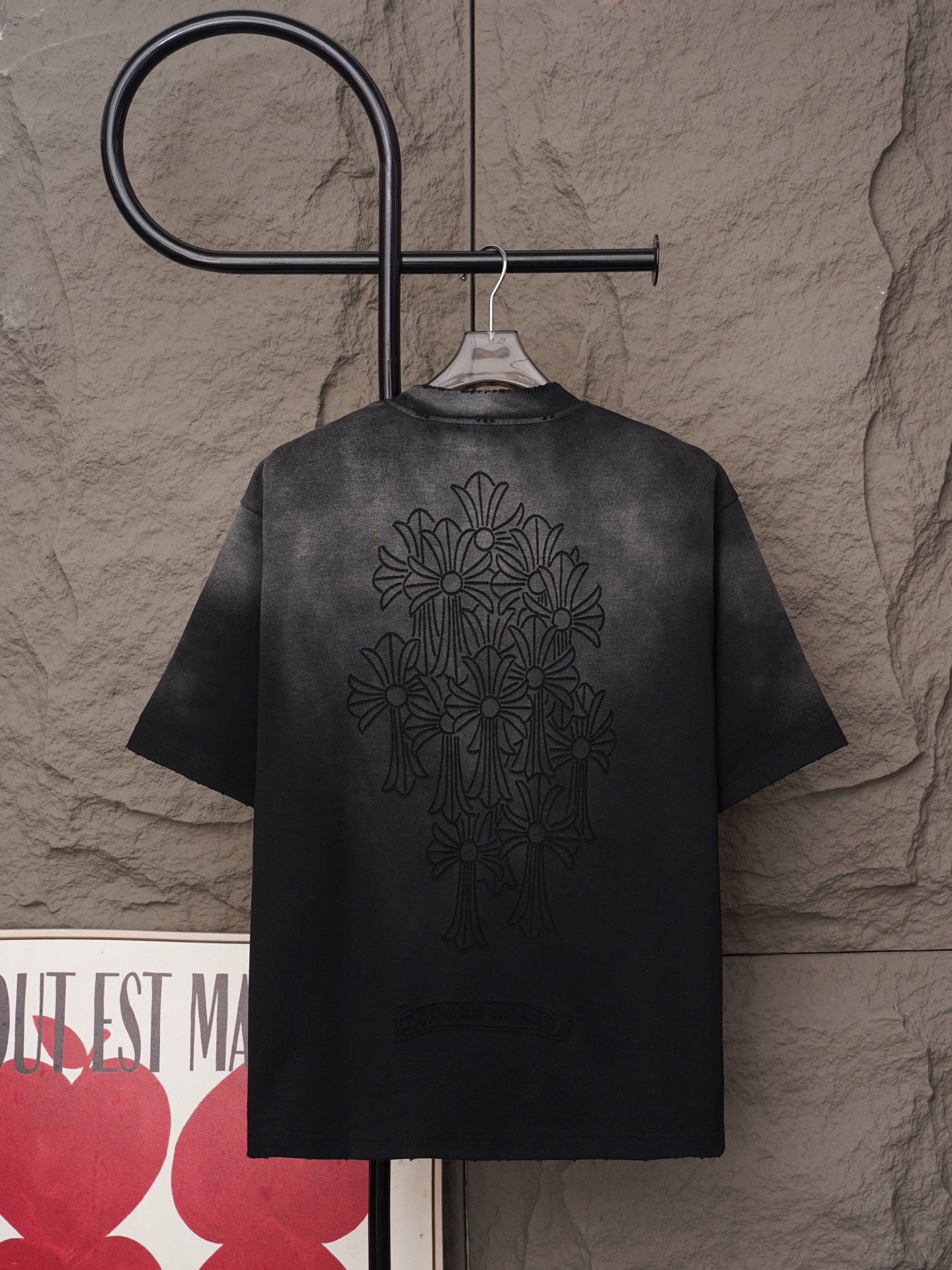 Chrome Hearts 𝗖𝗵𝗿𝗼𝗺𝗲 𝗛𝗲𝗮𝗿𝘁𝘀/克罗心2026十字架镭射激光工艺 刺绣夏季新款 美式酸洗做旧激光烧花贴布绣情侣休闲短袖T恤