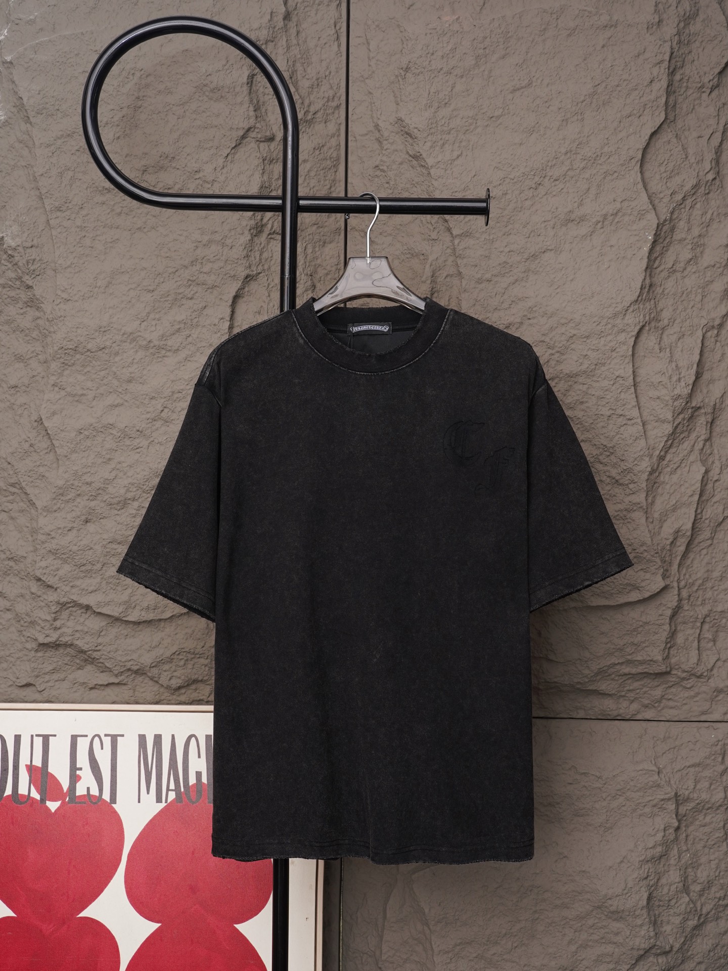 Chrome Hearts 𝗖𝗵𝗿𝗼𝗺𝗲 𝗛𝗲𝗮𝗿𝘁𝘀/克罗心2026十字架镭射激光工艺 刺绣夏季新款 美式酸洗做旧激光烧花贴布绣情侣休闲短袖T恤