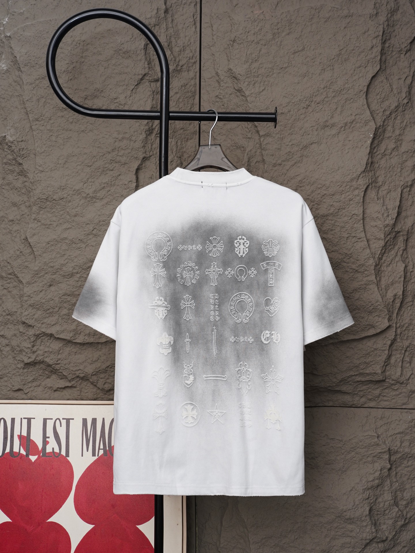 Chrome Hearts 𝗖𝗵𝗿𝗼𝗺𝗲 𝗛𝗲𝗮𝗿𝘁𝘀/克罗心2026十字架激光镭射贴布刺绣夏季新款 美式酸洗做旧激光烧花贴布绣情侣休闲短袖T恤