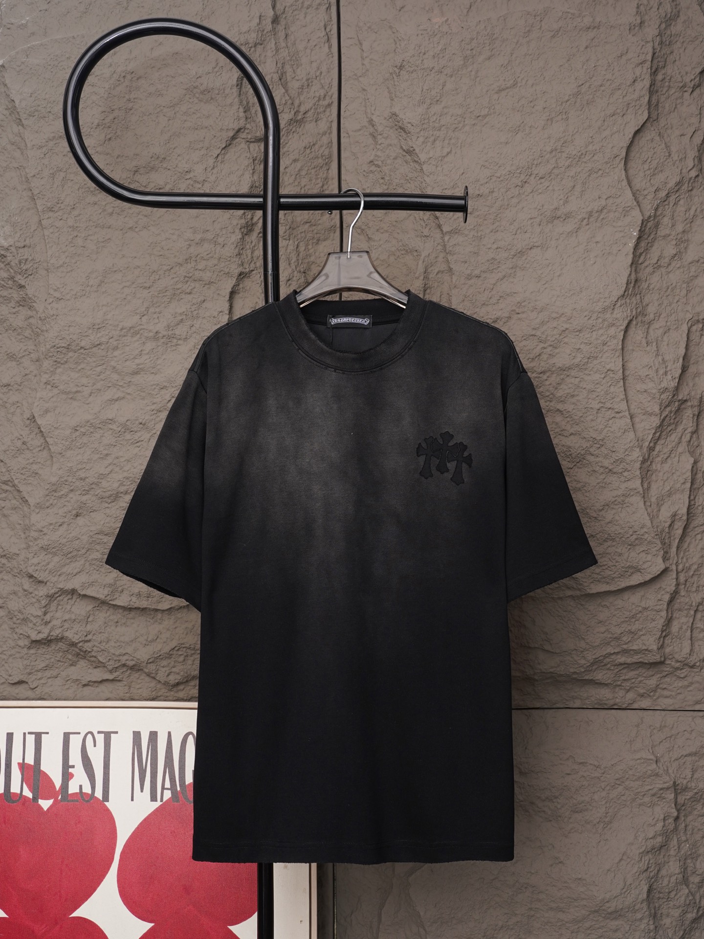 Chrome Hearts 𝗖𝗵𝗿𝗼𝗺𝗲 𝗛𝗲𝗮𝗿𝘁𝘀/克罗心2026十字架激光镭射贴布刺绣夏季新款 美式酸洗做旧激光烧花贴布绣情侣休闲短袖T恤