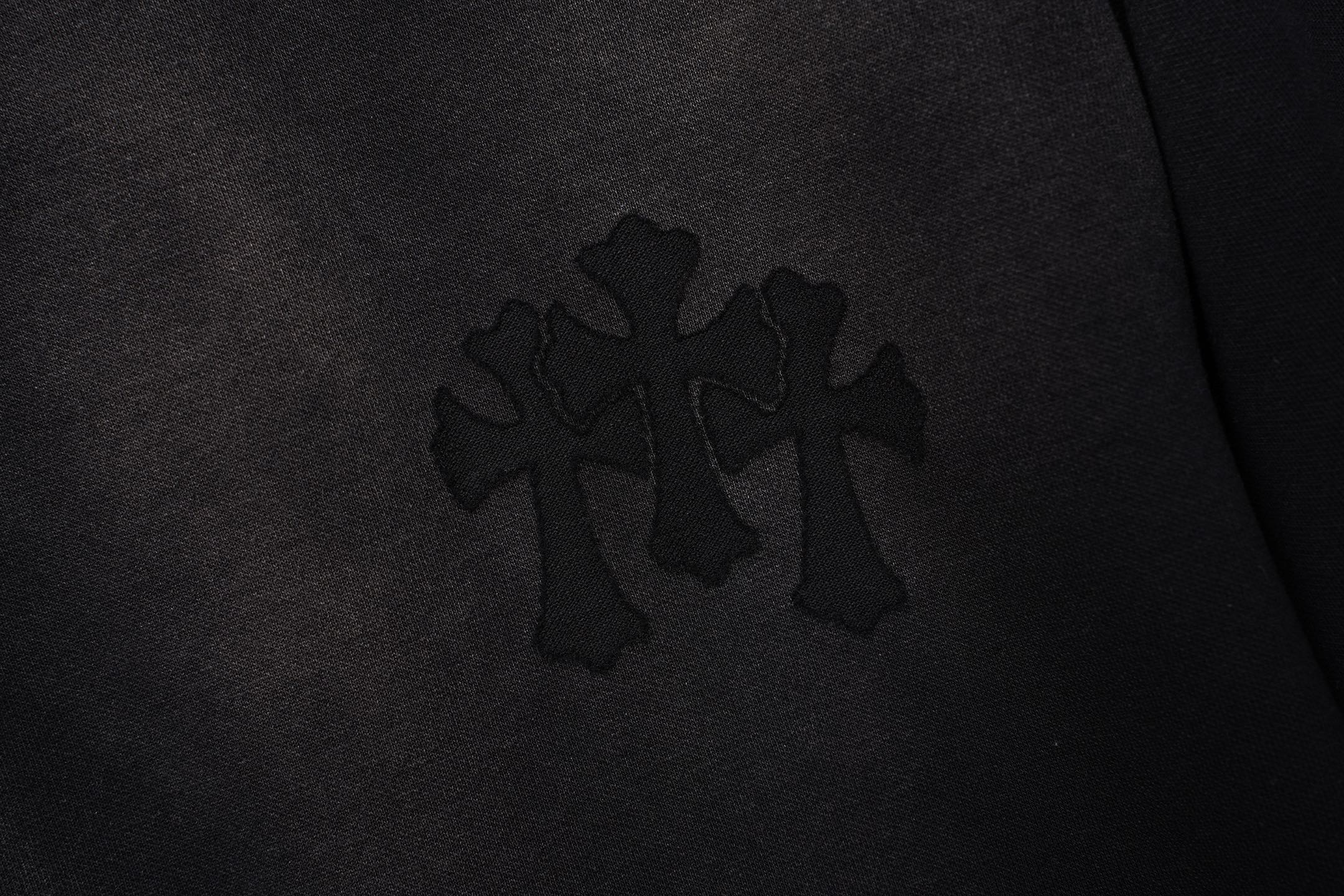 Chrome Hearts 𝗖𝗵𝗿𝗼𝗺𝗲 𝗛𝗲𝗮𝗿𝘁𝘀/克罗心2026十字架激光镭射贴布刺绣夏季新款 美式酸洗做旧激光烧花贴布绣情侣休闲短袖T恤