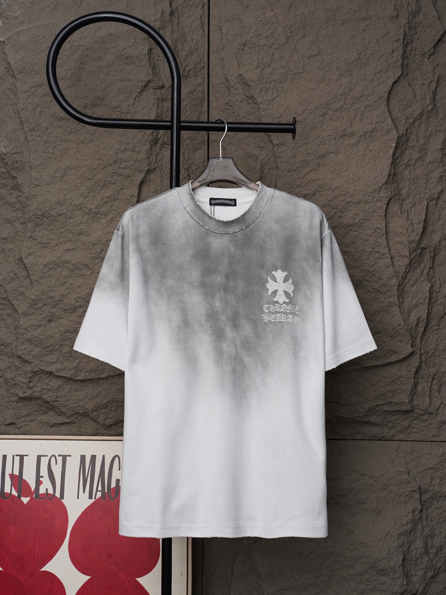 Chrome Hearts 𝗖𝗵𝗿𝗼𝗺𝗲 𝗛𝗲𝗮𝗿𝘁𝘀/克罗心2026十字架镭射激光工艺 刺绣夏季新款 美式酸洗做旧激光烧花贴布绣情侣休闲短袖T恤