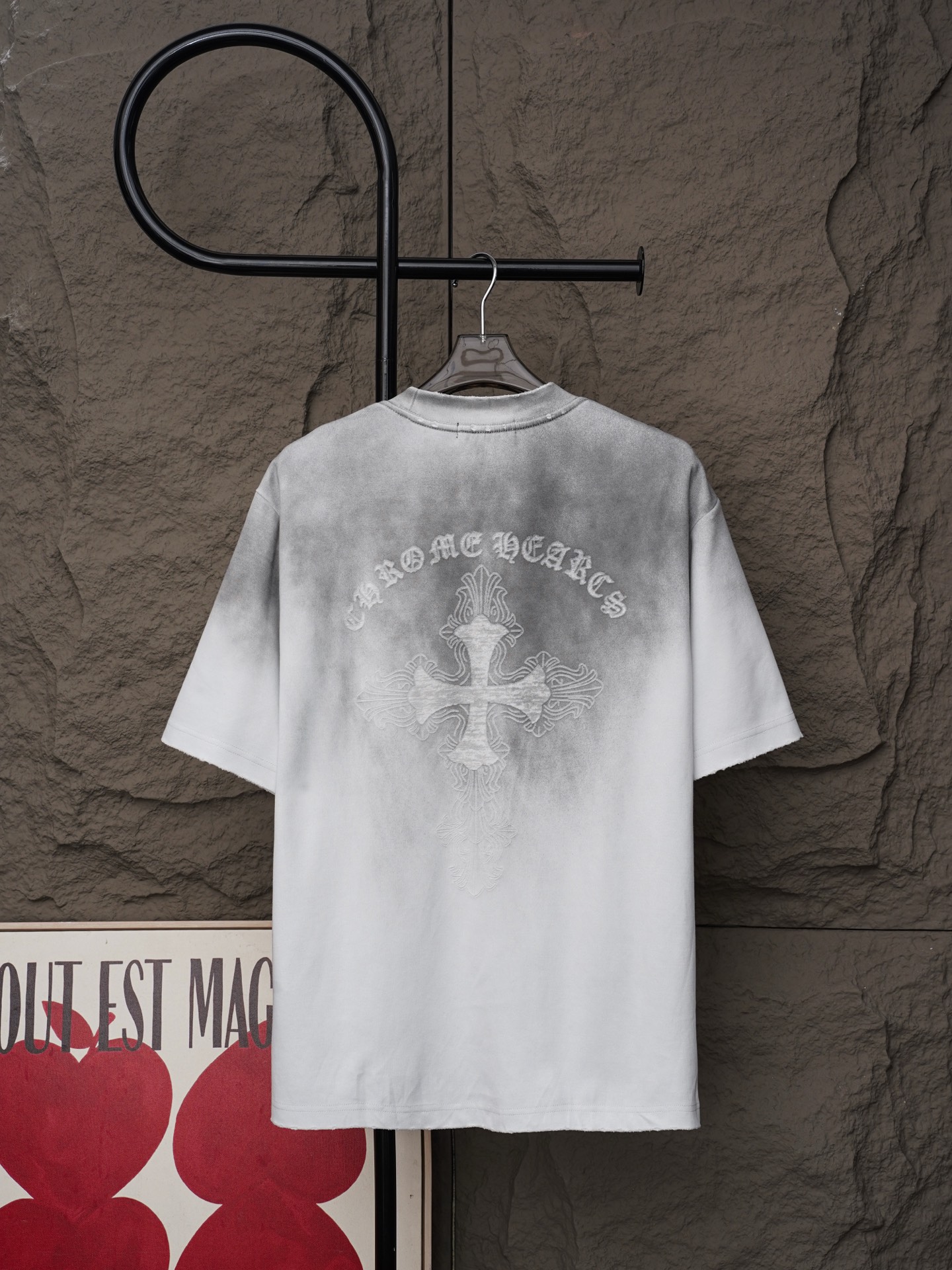 Chrome Hearts 𝗖𝗵𝗿𝗼𝗺𝗲 𝗛𝗲𝗮𝗿𝘁𝘀/克罗心2026十字架镭射激光工艺 刺绣夏季新款 美式酸洗做旧激光烧花贴布绣情侣休闲短袖T恤