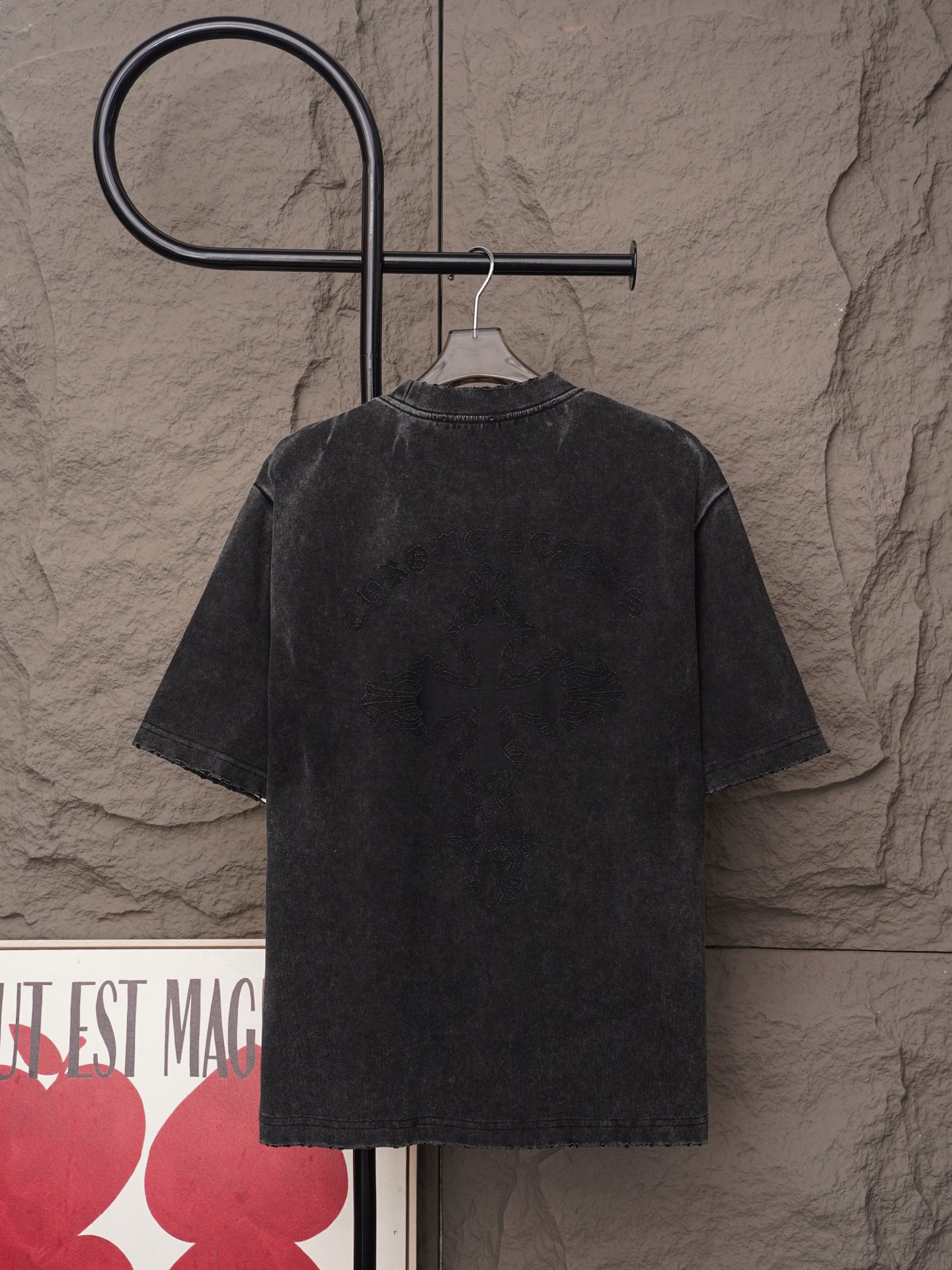 Chrome Hearts 𝗖𝗵𝗿𝗼𝗺𝗲 𝗛𝗲𝗮𝗿𝘁𝘀/克罗心2026十字架镭射激光工艺 刺绣夏季新款 美式酸洗做旧激光烧花贴布绣情侣休闲短袖T恤