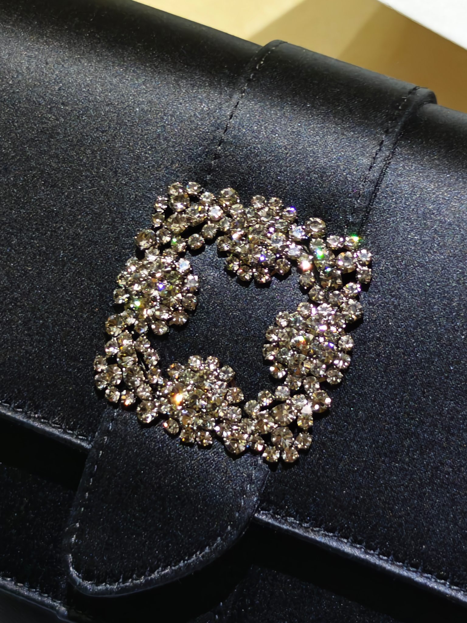 Manolo Blahnik Black Satin Evening Bag with Crystal Buckle - Elegant Clutch 4 a1703165343340 0533