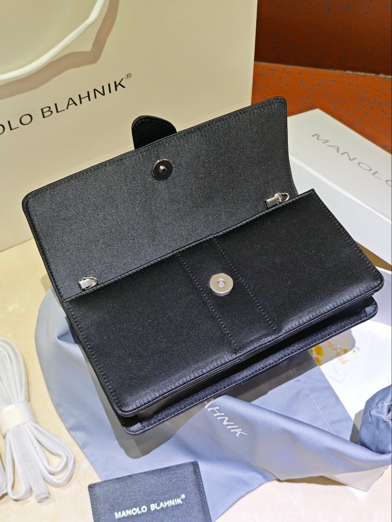 Manolo Blahnik Black Satin Evening Bag with Crystal Buckle - Elegant Clutch 7 a1703165707925 8360