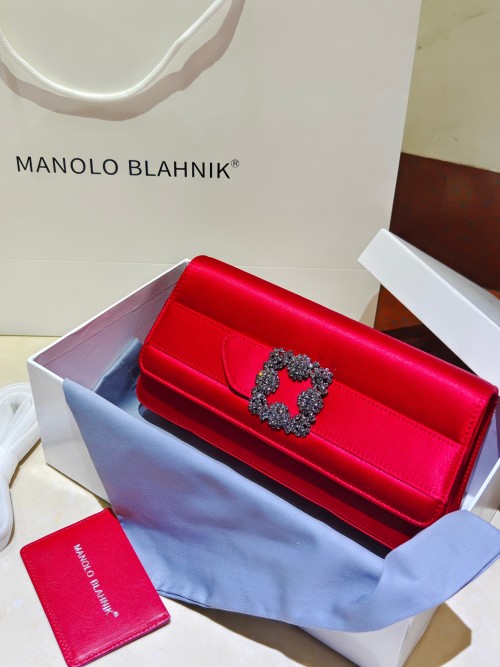 Manolo Blahnik Evening Clutch Red Satin Crystal Buckle Flap Handbag 1 Manolo Blahnik Evening Clutch Red Satin Crystal Buckle Flap Handbag