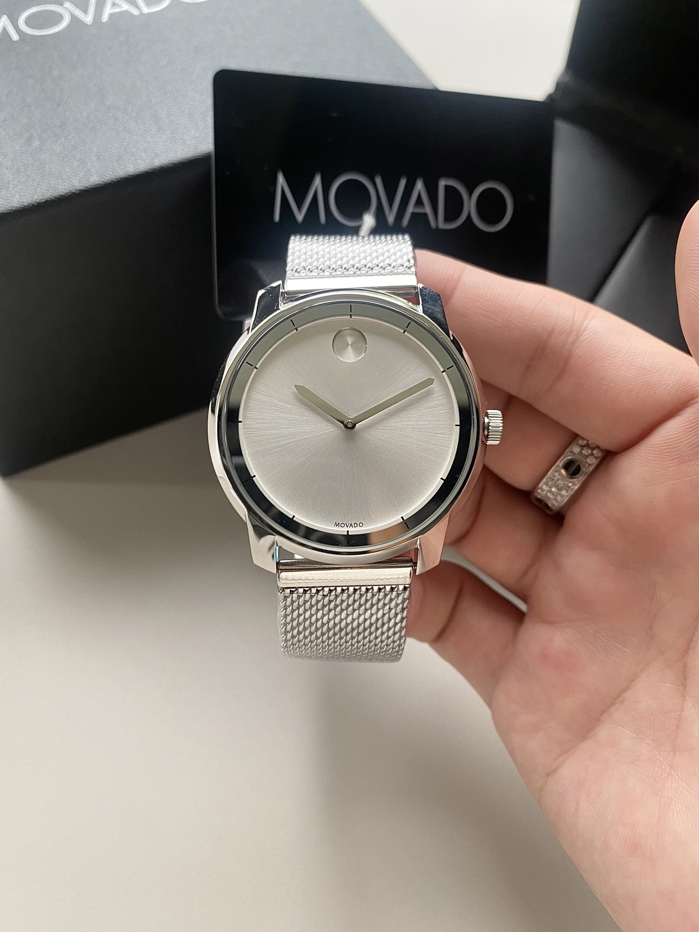 Movado Couple's Watch Set - Silver Tone Stainless Steel Mesh Bracelet 3 i1755768963345 345 0 2