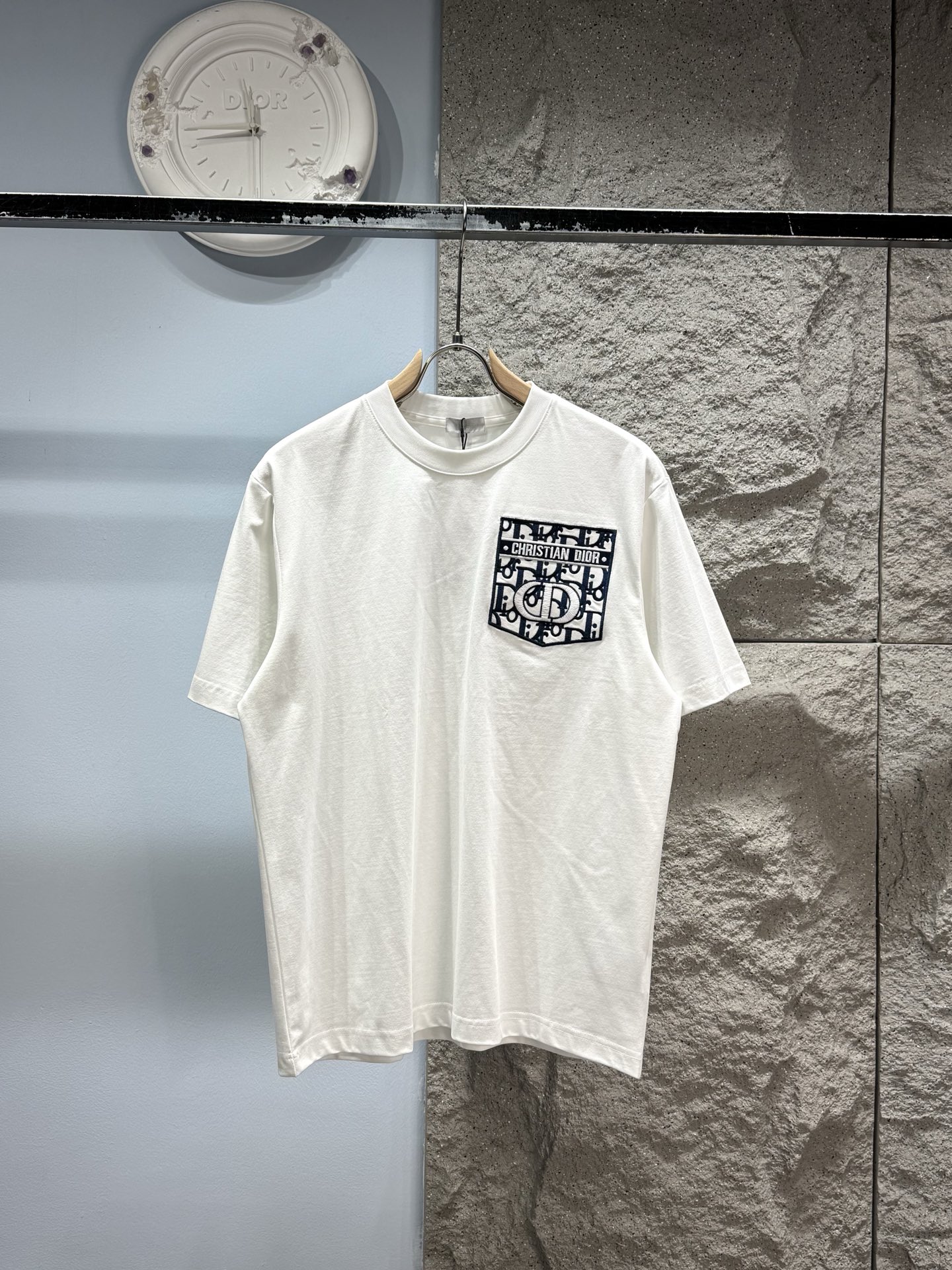 P148 Dior*Dior presbicia bolsillo falso‼ ️Camiseta de manga corta® 🖤Camiseta de manga corta con bolsillo Dior, puro al…