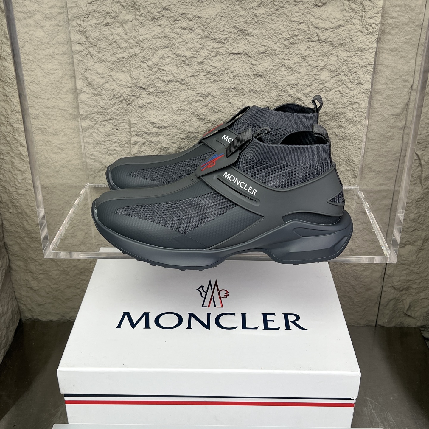 Moncler Men's Gray Knit High-Top Sneakers, Breathable and Comfortable 1 i1745234239937 9992 0 0