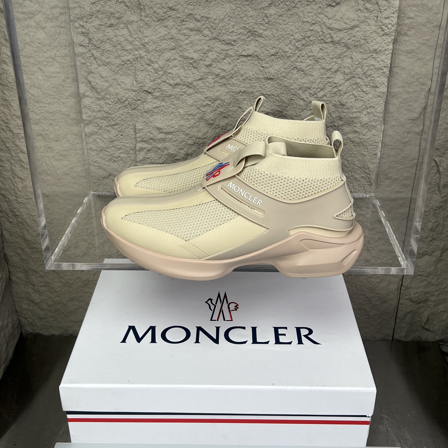 Moncler Men's Sneakers Breathable Lightweight Casual Shoes - Beige 2 i1745234323824 2537 0 0